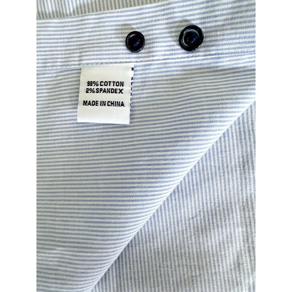 Tayion Collection Men's Slim-Fit Stripe-Placket Dress Shirt Blue M 15-15.5/32-33 - Picture 9 of 9